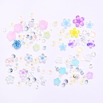 China Shiny New Arrival Acrylic Candy Color Flowers Shiny Crystal Rhinestone Nail Art Set For Nail Art Decoration for sale