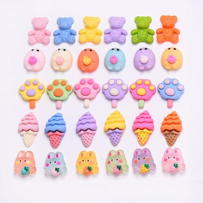 China Cute 2022 Hot Sale Cartoon Nail Art DIY Cute Cartoon 3D Candy Color Kawaii Resin Bear Ice cream Nail Art Accessories for sale