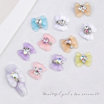 China Cute Hot Sale Sailor Moon Japanese Style Crystal Rhinestones Resin 3d Nail Charms Colorful Bow Kawaii Accessories Nail Art for sale