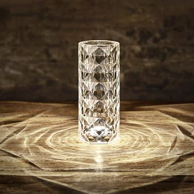 China Modern Modern Acrylic Rechargeable Lamp Rose Crystal Night Light Restaurant Bar Bedside Decoration Table Lamp for sale