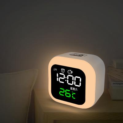 China Modern Rechargeable Digital Temperature Display LED Wake Up Night Light With Bedside Clocks for sale