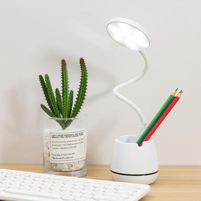 China Modern Drop Shipping Rechargeable Flexible Touch Table Light Desk Lamp with Pen Holder and Cell Phone Holder for sale