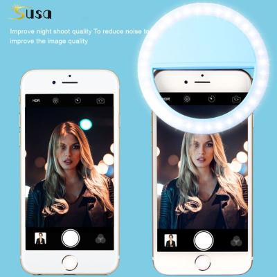 China Phone 28 LED Selfie Lamp 3 Levels Selfie LED Ring Fill Light Portable Mobile Lighting Ring Clip Luminous Phones M04 For All Cell for sale