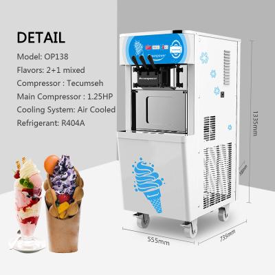 China Oceanpower Commerical Ice Cream Floor Standing OP138C Frozen Yogurt Ice Cream Maker Machine for sale