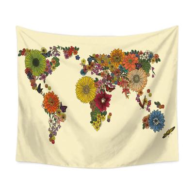 China Creative Country World Map Tapestry Fabric Polyester Home Bedroom Background Cloth Wall Decoration Cloth Hanging Art for sale