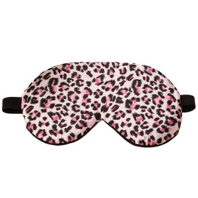 China COOL Luxury Animal Print Pink Mounttree Satin Leopard Soft Sleep Eye Mask With Custom Tag For A Good Sleep for sale