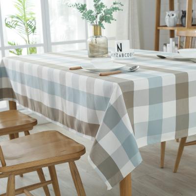 China Polyester Waterproof Creative Simple Cotton Yarn-dyed Plaid Tablecloth Household Waterproof Table Cloth for sale