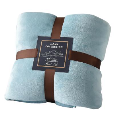 China Anti-pilling Multifunctional Blanket Four Seasons Nap Trip Coral Fleece Blanket Solid Color Bed Blanket for sale