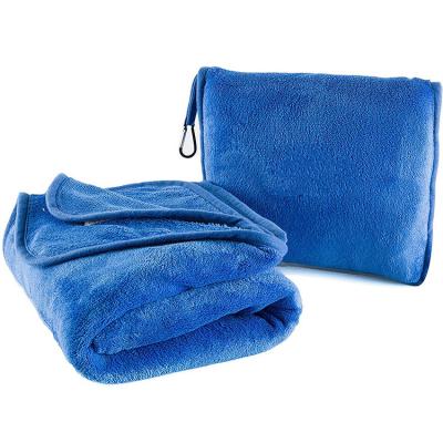 China Anti-pilling High Quality Portable 2 in 1 Airplane Blanket Throw Travel Blanket for sale