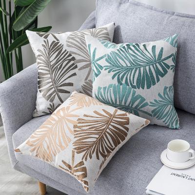 China Viable Hot Sales Office Pillowcase Cushion Cover Single Backrest Pillow Case Leaves Pattern Pillow Case for sale