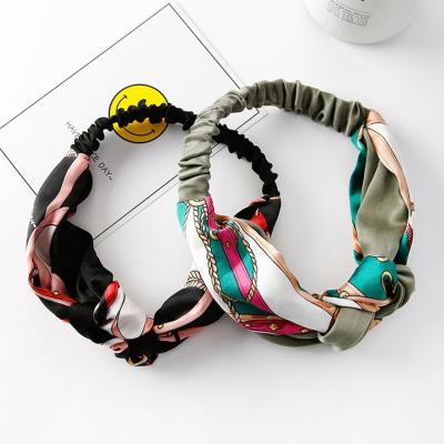 China Smart Casual Korean Version Of Mori Female Headband With Two-Color Stitching Cross-tied Hair Accessories for sale