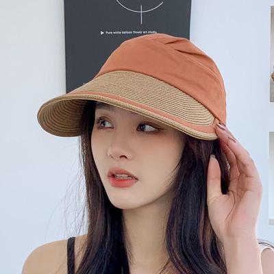 China Big Brim Summer Picture Straw Hat Women UV Sun Hat Folding Beach Hat for sale