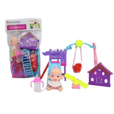 China Educational Baby Play House Set Mini 5 Inch Expression Baby Doll For Kids en venta