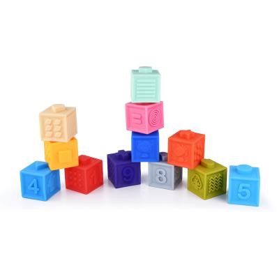 China Educational Color Stack Building Toy 12PCS Squeeze Baby Blocks for sale