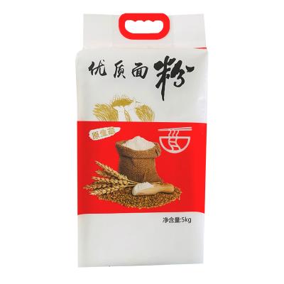 China Custom Coffee Rice Bags Eco 5kg Vacuum Packing Transparent Plastic Bags For Rice With Plastic Handle for sale