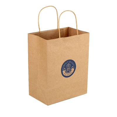 China Biodegradable Custom Shopping Kraft Paper Bag With Logo Printing With Handle For Take Food Away for sale