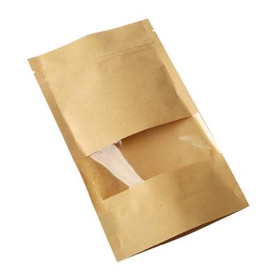 China Hot Sale Biodegradable Snack Food Packaging Food Grade Clear Window Stand Up Zipper Kraft Paper Pouch For Pouch for sale