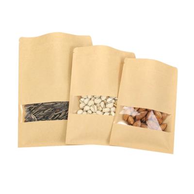 China Wholesale Biodegradable Brown Kraft Paper Bags Tea Nut Food Packaging Zipper Stand Up Paper Ziplock Bag for sale