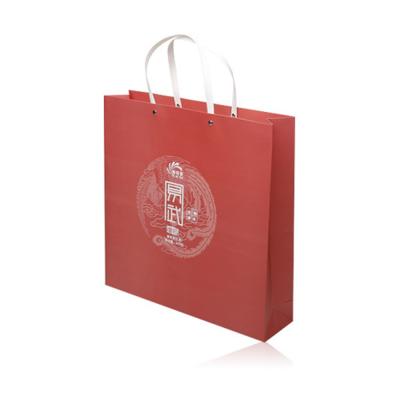 China Biodegradable Custom Printed Red Reusable Luxury Square Gift Bags Takeout Paper Shopping Packaging Bags With Your Own Logo for sale