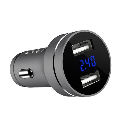 China Type-C Dual Port Car Portable Metal Digital Display Car Charger Charger for sale