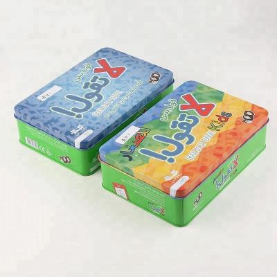 China Recycled Materials Rectangle Tin Packing Box Metal Tin Playing Cards Tin Tin Box Custom Printing for sale