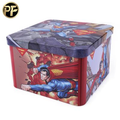 China Recycle Tin Box Custom Printing Square Cookies Tin Packaging Boxes With Removable Lid for sale