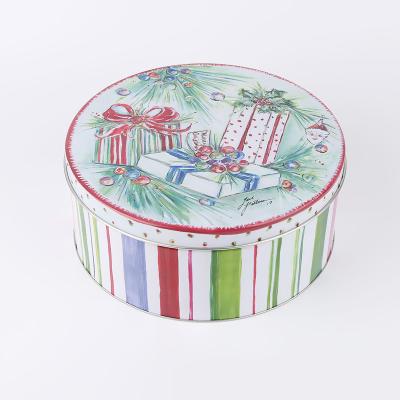 China Recycle Round Tin Box Suppliers Cookies Tin Container Boxes for sale