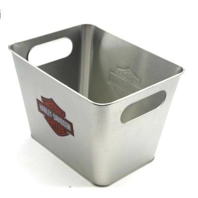 China Sustainable Rectangle Metal Tin Beer Buckets Metal Ice Bucket Storage Box for sale