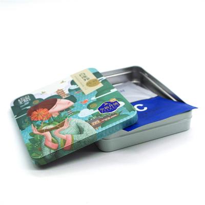 China Recycle Custom Logo Printing Rectangle Metal Cosmetic Tin Boxes With Removable Lid for sale