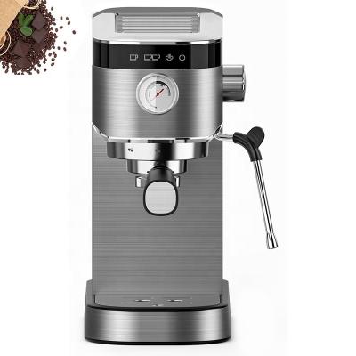 China Eco-Friendly 20Bar Smelling Control 1L Water Tank Espresso And Cappuccino Removable Silver Mini Coffee Maker With Milk Frother for sale