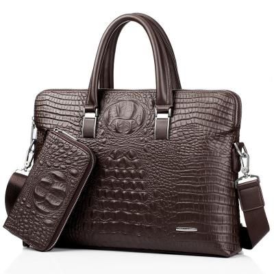 China Large Capacity Casual Korean Crocodile Briefcase Business Handbag Shoulder Messenger Bag Leather Version Men's Bag for sale