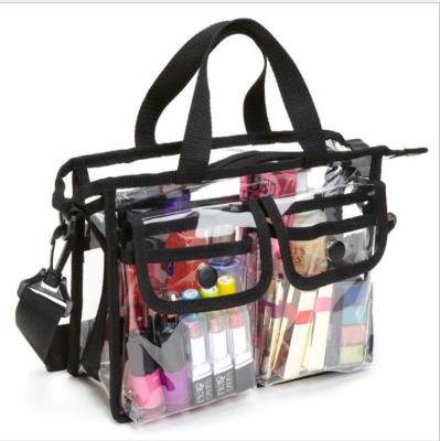 China Clear Clear Cosmetic Bags Large Capacity Fashion Tote Bag Multifunctional Amazon PVC Makeup Bag for sale