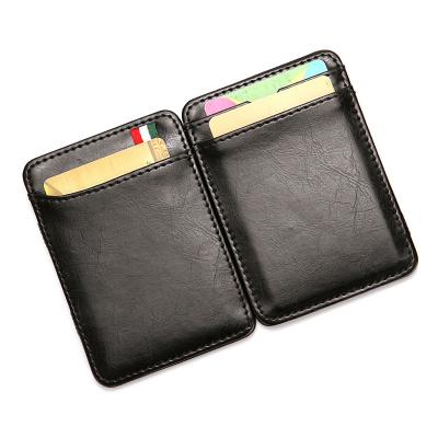 China Magic Wallet Wallet Money Clip Zipper Zipper Coin Purse Leather Unisex PU RFID Blocking Brand RFID Genuine Leather Custom Card Holder for sale