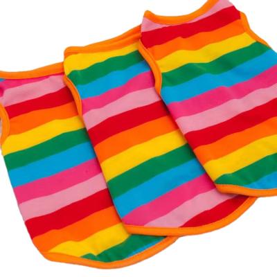 China Sustainable Wholesale Cotton Custom Dog Clothes Colorful Stripe Rainbow Dog Clothes for sale