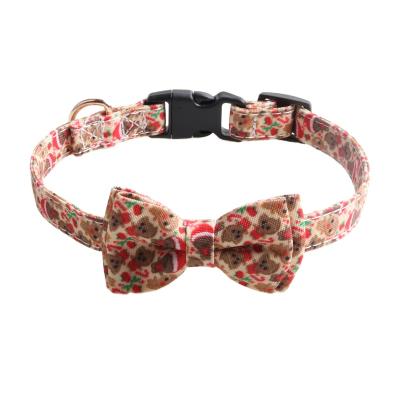 China Sustainable Custom Adjustable Soft Comfort Pet Cotton Collars With Bowtie Dog Pet Collar for sale