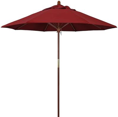 China Modern 9ft Patio Umbrella Red Outside Patio Market Table Umbrella With Wooden Pole for sale