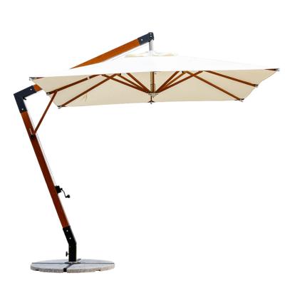 China Modern Wood Square Patio Umbrella Cantilever Offset Outdoor Umbrella Market Umbrellas With 360 Rotation Feature And Unlimited for sale