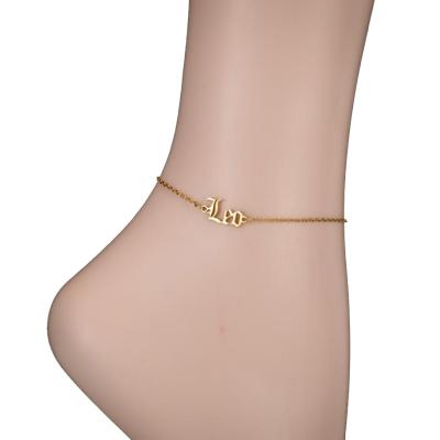 China 2022 FASHIONABLE 12 stainless steel foreign trade letters anklet women in Europe and new border for sale