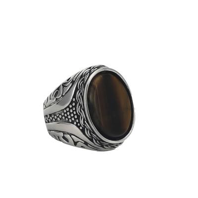 China 2021 Fashion Cool Agate Rings Others ELIO Turkish Jewelry Black Ring Light Men's Natural Stone Vintage Men for sale