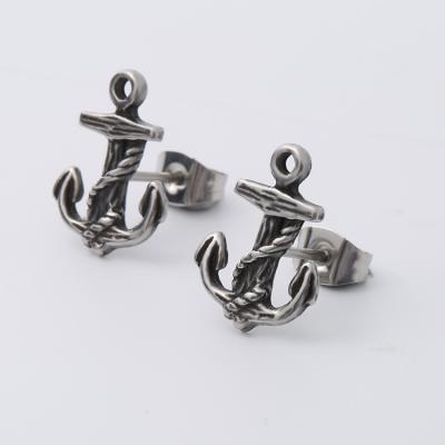 China TRENDY Stainless Steel Stud Earrings For Men Boys Hiphop Anchor Stud Earrings Trendy for sale