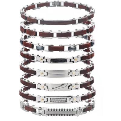 China Hiphop 2021 Most Popular Fashion Men's Atmospheric Chain Bracelets High Quality Stainless Steel Mahogany Material Various for sale