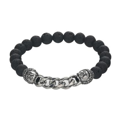 China Black Lava Volcanic Stone Bead Aromatherapy Bracelet CLASSIC 8mm Natural Stone Bracelet Buddhist Men's Bracelet for sale