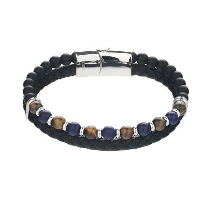 China 2021 CLASSIC ELIO New Arrivals European and American Fashion Natural Volcanic Stone Beaded Handwoven Leather Bracelet Men's Bracelet for sale