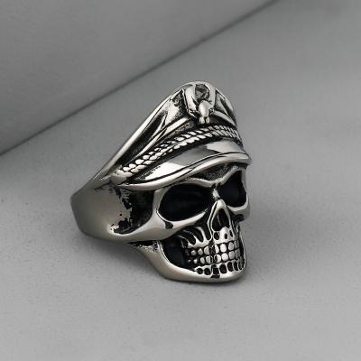 China 2021 ELIO Stainless Steel Men's Special Ring Men's Ring Men's Stainless Steel Skull Officer Skull Officer Ring Titanium Ring for sale