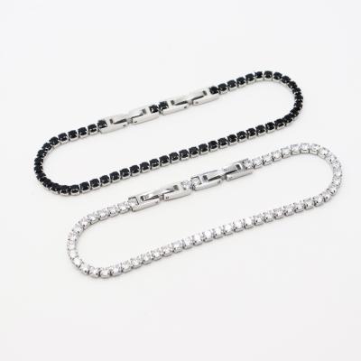 China FASHIONABLE Women's Stainless Steel Jewelry Hot Selling Steel Color Black White Zircon Bracelet & Bangles for sale