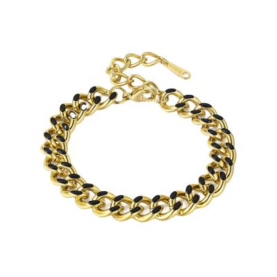 China FASHIONABLE Hot Selling Oil Drip Cuban Bracelet Stainless Steel Gold Chain Bangle Bracelets Women Jewelry for sale