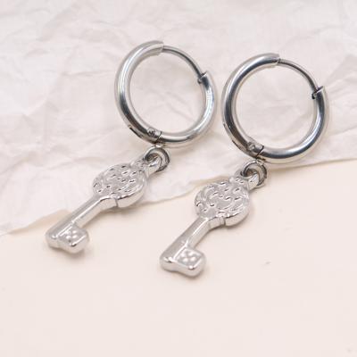 China Wholesale Cute Stainless Steel Jewelry Key Shape Women's Earrings 18K Gold Hoop Earrings for sale