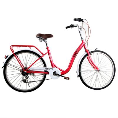 China Steel Hot Selling Most Popular City Bike For Woman Ladies City Bicycle 26 Inch 7-Speed ​​Urban City Bike for sale