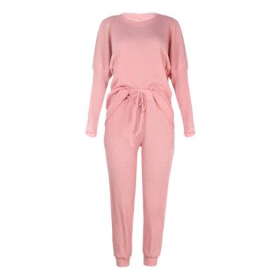 China Factory Hot Selling Popular QUICK DRY Women Knit Suits Long Sleeve Tops And Pants 9 Colors Stain Ladies Suits for sale