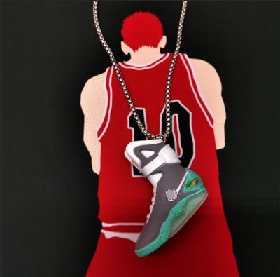 China Eco-Frendly Future New Coming Movie Shoe Chain Air Mag Shoes Model Pendant Necklace With Key Sneaker Chain Necklace for sale